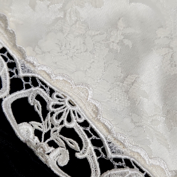 Vintage Jessica McClintock Puff Sleeve Velvet Lace Brocade Formal Midi Dress - Picture 11 of 15